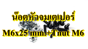 น๊อต หัวจมดำเตเปอร์  น๊อตดำเตเปอร์  ขนาด 25x6 mm. พร้อมกับทีนัท M6 แพ็คละ 40 100 ชุด ตู้ลำโพง อุปกรณ์ตู้ลำโพง สกรูหัวเตเปอร์ หัวจม สกรูหัวจม