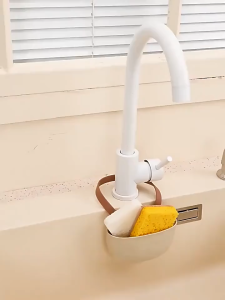 Faucet Hanging Sink Drain Basket – Space-Saving Organizer for Sponges & Dish Tools