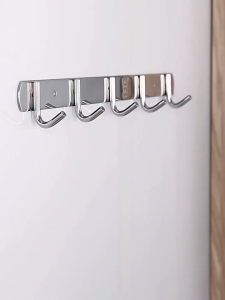 BEST SELLER - Aluminum silver hook bathroom towel hook living room door back hanger simple black storage hook stainless steel hook