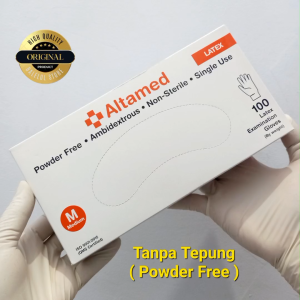 Altamed Sarung Tangan Karet Latex Powder Free ( Tanpa Bubuk Tepung ) 100pcs