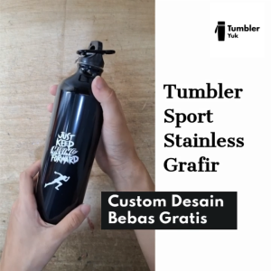 Tumbler Botol Sport 750 ML Stainless Custom Anti Tumpah Olahraga Grafir Hadiah Souvenir dan Promosi