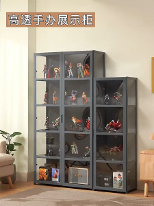 Bamboo Display Cabinet Glass Acrylic 2 Door Transparent Showcase Lego Building Block Display Case Storage Rack Storage Cabinet 展示柜