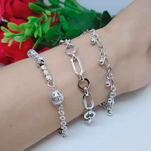 Gelang Jurai Simpel Silver Perhiasan Aksesoris Lapis Emas Terlaris Tidak Mudah Luntur GJ44