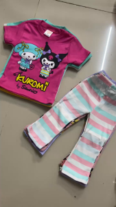 (11-46KG) đồ bộ bé gái - tay ngắn quần dài loe thun borip đẹp co giãn màu đẹp y hình 225