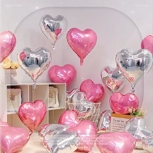 Heart Shape Balloon 18 inches Star Shape Foil Balloon Metallic Aluminum Foil Ballon Matte Mylar Balloon Floating Balloons Decoration for Bithday Valentine Wedding Anniversary Party Supplies
