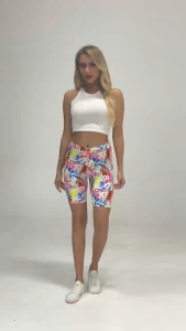 Womens High Waist Fitness Shorts Colorful Print Sports Yoga Cycling Running Athletic Wear #GS242