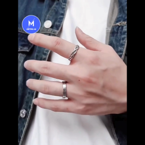 Intertwined Ring Men Style Open Ring Adjustable Silver Cincin Lelaki Cool Fashion Hip hop Punk 简约交织开口戒指 青丝绕