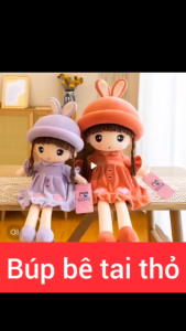 Gấu Bông Búp Bê Mặc Váy Nhung Tim Đội Mũ Tai Thỏ Cực Đáng Yêu Cao Cấp - Thingkids