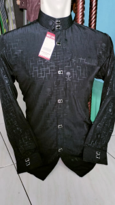 Baju Kemeja Koko Sultan Embos Premium Lengan Panjang Manset Kemeja Kasual Mandarin Bahan Embos