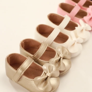 Fashionable Gold Baby Leather Shoes Summer Newborn Sandals Anti Slip Walking Shoes