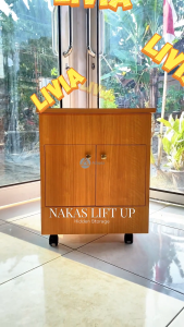 Adapta - Nakas Lift Up Penyimpana Warna Coklat -Nakas Hidden Storage Beside Cabinet Tempat Tidur