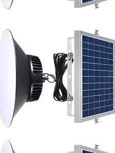 【30 YEAR WARRANTY】ARROWW solar Pendant Lights with solar panel 600W/800W/1200W solar Ceiling light indoor outdoor IP67 waterproof 3 way colors Miners lamp Chandelier LED Aluminum light with remote solar lights heavy duty solar pendant lights for ceiling