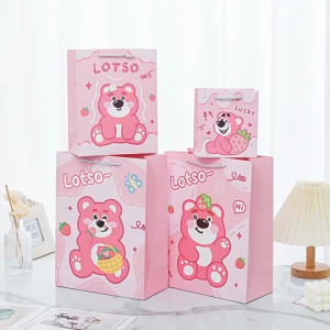 Túi Quà Tặng Gấu Dâu Losto Màu Hồng Túi Giấy Đựng Quà Dễ Thương Độc Đáo T26