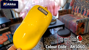 2K Paint  AIKKA AK5060 Hi Bright Yellow SOLID SERIES Color Car Motor Paint DIY Aerosol Spray Bottle Cat Bancuh Kereta