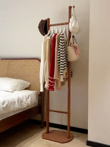 Bamboo Bag Rack Bracket Floor Standing Coat Rack H-Shaped Original Color 33/35/40/45/50Wooden/Brown Cloth Rack
