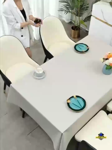 Soil-resistant cotton linen tablecloth Water-proof oil-proof solid color rectangular tablecloth Dust cover cloth Household coffee table table cloth (90 × 140CM)