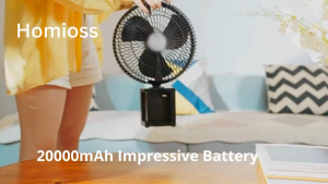 ATENGE 20000mAh Rechargeable Battery Oscillating Floor Fan with Remote 10 Inch Desk & Pedestal Fan