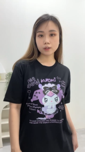CAROTYLES S Kaos Couple Keluarga Kuromi CUTE Wanita Lengan Pendek Katun