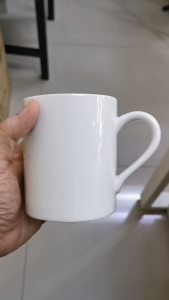 แก้วมักเซรามิค สีขาวครีม ทรงกระบอก 360 มล.