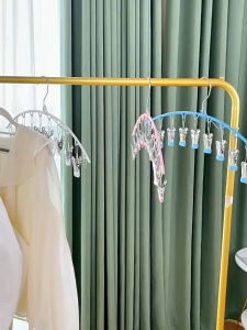 Combo 2 Móc treo quần áo chống gió 10 kẹp bọc cao su giữ chắc chắn tránh hư hại quần áo phù hợp phơi đồ em bé tất vớ