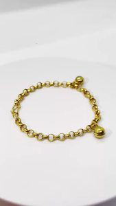 MJ Jewellery 916/22K Gold Baby Bracelet with 2 Plain Bell T008