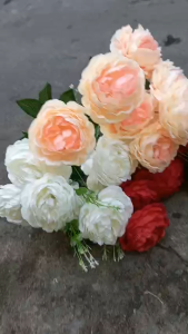 1 Bụi hồng trà giả 9 bông 40cm - Hoa giả - TUYET XUAN SHOP