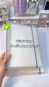 Sổ còng sắt binder B5 refill giấy kẻ ngang caro 26 lỗ bìa sổ tập lò xo màu trong suốt xinh xắn