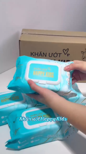 Combo 05 gói khăn ướt Happy Kids gói 100 tờ không mùi không parabens chuyên dùng cho em bé