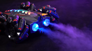 Mainan Mobil Stunt Remote Control Dengan Lampu Musik 24GHZ Dua Remote Bisa Keluar Asap Diputar 360°