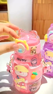 FOREVER - Botol Minum Anak Karakter Kepala Anak Lucu Happy Planet 600ML + Sedotan