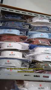 Kemeja Pria Boss Slimfit Panjang Hitam Maroon Biru Langit Sage Army Navy Blue