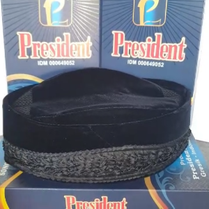 Songkok Peci Kopiah President Kharisma Susun Kembang Goyang Kriwil AC Bludru Hitam Premium