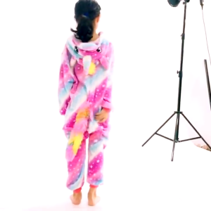 GD Girls & Boys Unicorn Cartoon Anime Animal Onesies Kids Hooded Pajamas Sleepwear Flannel Jumpsuit