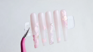 6 Grids Kuku Palsu Hiasan Payet Glitter Warna Merah Muda Emas Kupu-kupu Hati Bunga Kelinci Kuku Payet Hiasan