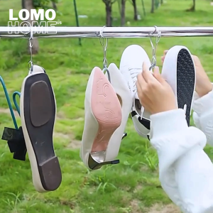 Bộ 3 Móc treo phơi giày chất liệu thép không gỉ có khóa chống gió chống trượt chắc chắn