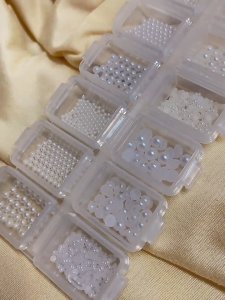 1 Kotak Aksesoris Kuku Nail Art Pearl Nail Art Ornaments Aksesoris Hiasan Kuku Round & Half Pearl 3D