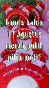 (50 PCS) BANDO BALON MERAH PUTIH HUT RI MOTIF LOVE DAN BINTANG / BALON BANDO SAYA CINTA INDONESIA