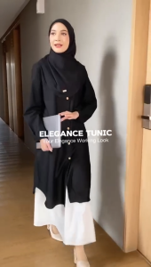 Naisha Workchic - Elegance Tunik | Tunik Katun Lengan Panjang | Tunik Putih Full Kancing