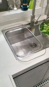 ตะกร้ากรองอ่างล้างจานแบบสร้างสรรค์พร้อมตะแกรงกรองผลไม้ตาข่ายละเอียดป้องกันสนิมสำหรับอ่างล้างจาน อุปกรณ์ครัวอเนกประสงค์สำหรับผัก