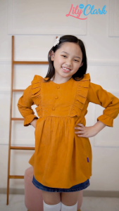Lily And Clark Dress Anak Perempuan CORDUROY Warna Teracota DC01