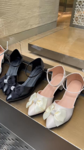 Giày Cao Gót Mũi Nhọn Bít Hậu Đính Nơ Mẫu Mới Mã a8dxuoc