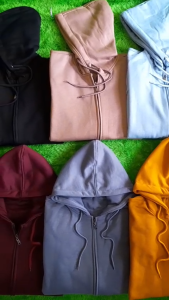 Hoodie Zipper Polos Biru Denim