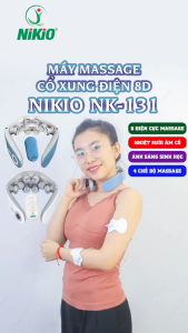 Máy massage cổ xung điện Nikio NK-131 - Thiết kế đột phá mới với 8 điện cực massage - TRẮNG