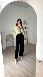 Hijjah Store Losee Pants Highwaist Celana Kulot Longgar Trousers Anti Kusut Kerja Kantor