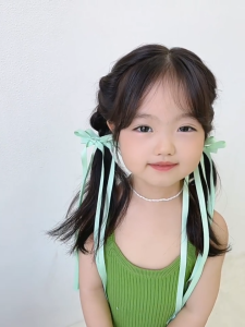 2pcs/ Pair Long Hair Ribbon Bowknot Duckbill Clip Hairpin Bang Accessories For ThSweet Girls