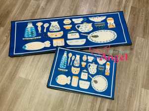 2/1 Set Carpet 118x39cm / 58x39 Mat Double-sided Anti-slip Quick Water Absorbent Beautiful Knitted Design Non-fading Low-Profile Entryway Rugs Indoor B-403