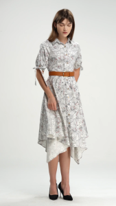 MINIMAL/Emily In Paris - Arnee - Dress Asimetris Motif Bunga