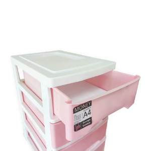 ลิ้นชักเก็บเอกสาร ลิ้นชักใส่ของ ลิ้นชักเก็บของอเนกประสงค์ ลิ้นชักพลาสติก กล่องลิ้นชัก ใส่เครื่องเขียน สำหรับใส่เอกสาร 3ชั้น 4ชั้น สีชมพู