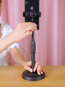 360° Portable Desktop Phone Stand Holder Mini Bracket Selfie Live Streaming Handsfree Adjustable Angle Height Extendable Mobile Phone Stand
