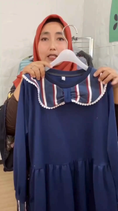 Applekidz Gamis Kaos Anak Perempuan Muslim Tanggung Azzura Navy